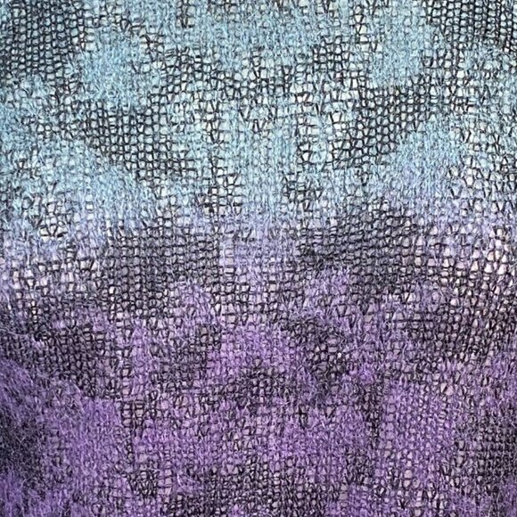 Theyskens Theory Mohair Blend Sweater Womens Sz L Jewel Purple Blue Fuzzy Ombre - Picture 4 of 11
